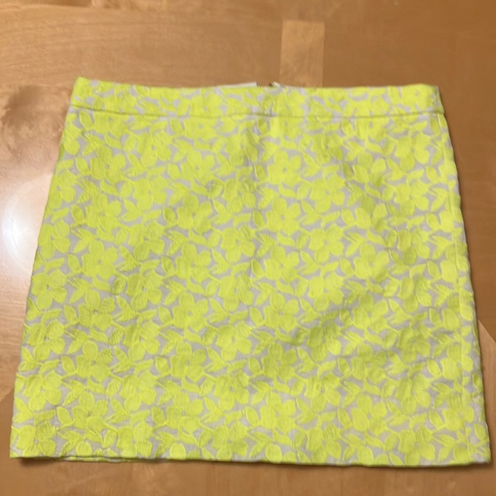 J. Crew Yellow and White Mini Pencil Skirt